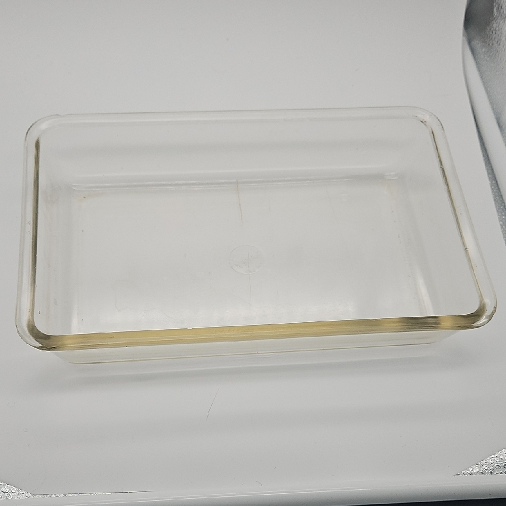 Clear Rectangular Glass Storage Dish - Transparent with Light Amber Tint